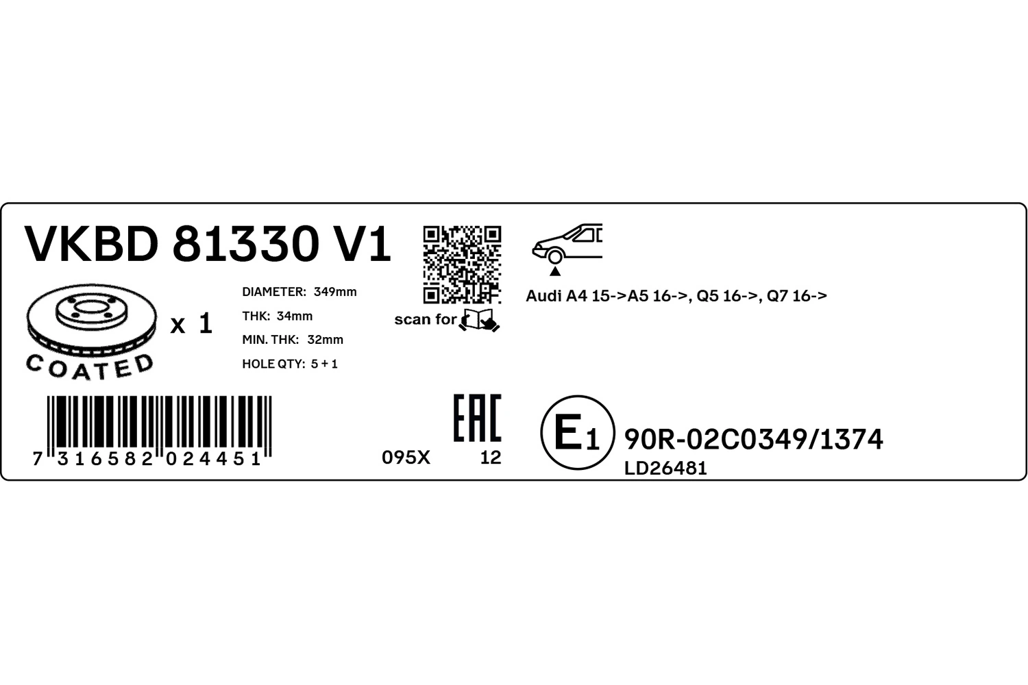 SKF VKBD 81330 V1 Brake Disc