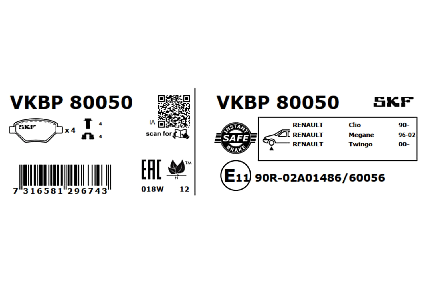 Brake Pad Set, disc brake VKBP 80050
