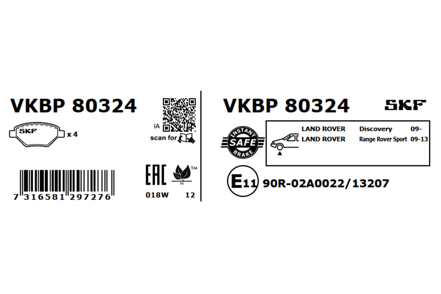 Brake Pad Set, disc brake VKBP 80324