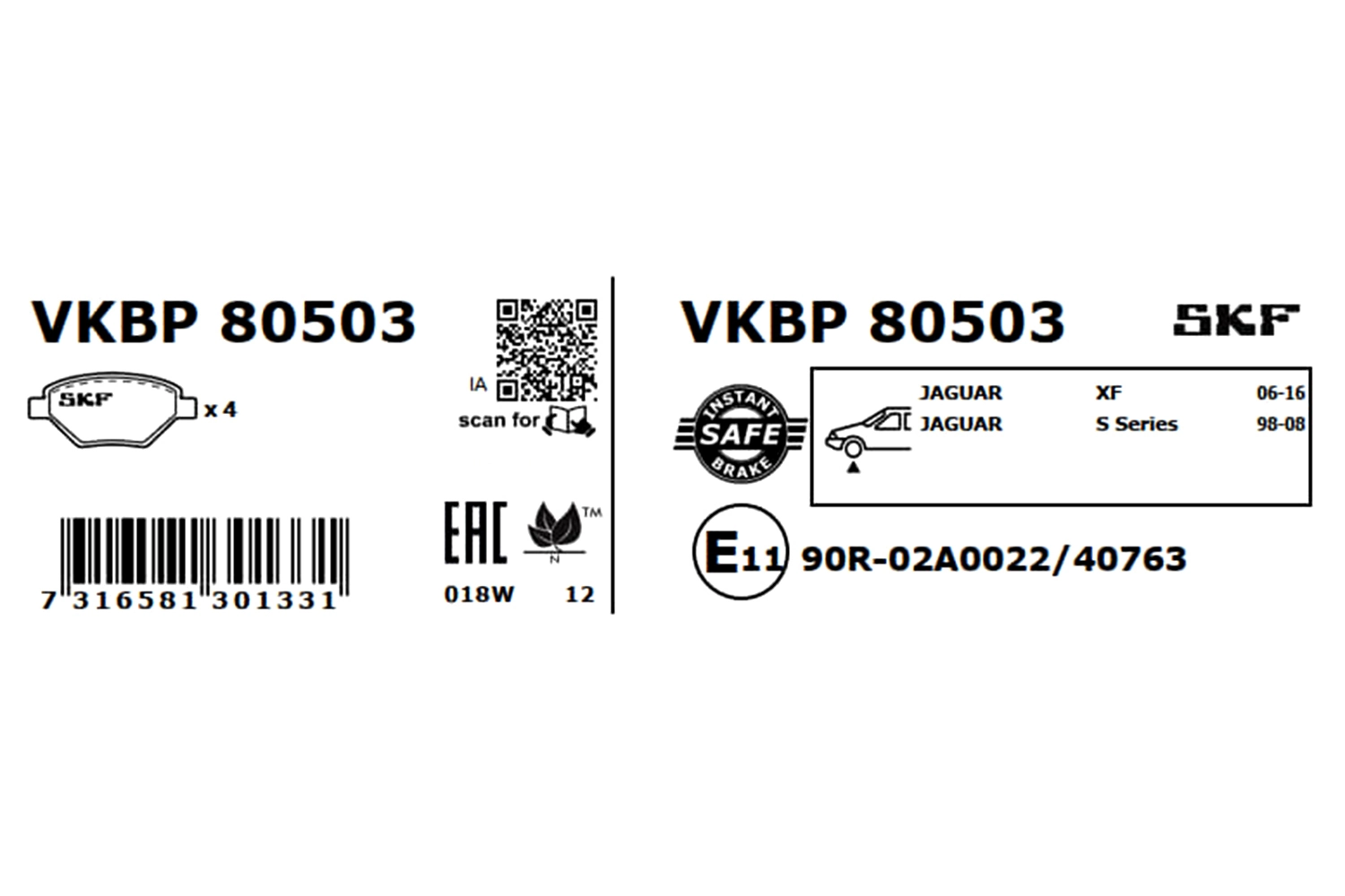 Brake Pad Set, disc brake VKBP 80503