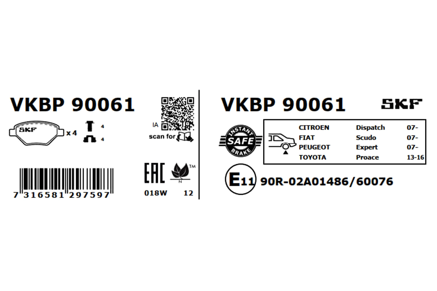 Brake Pad Set, disc brake VKBP 90061