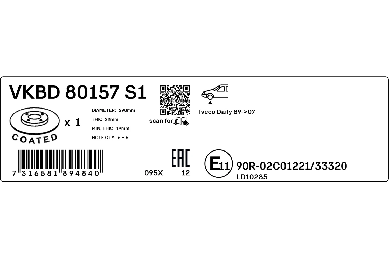 Brake Disc VKBD 80157 S1