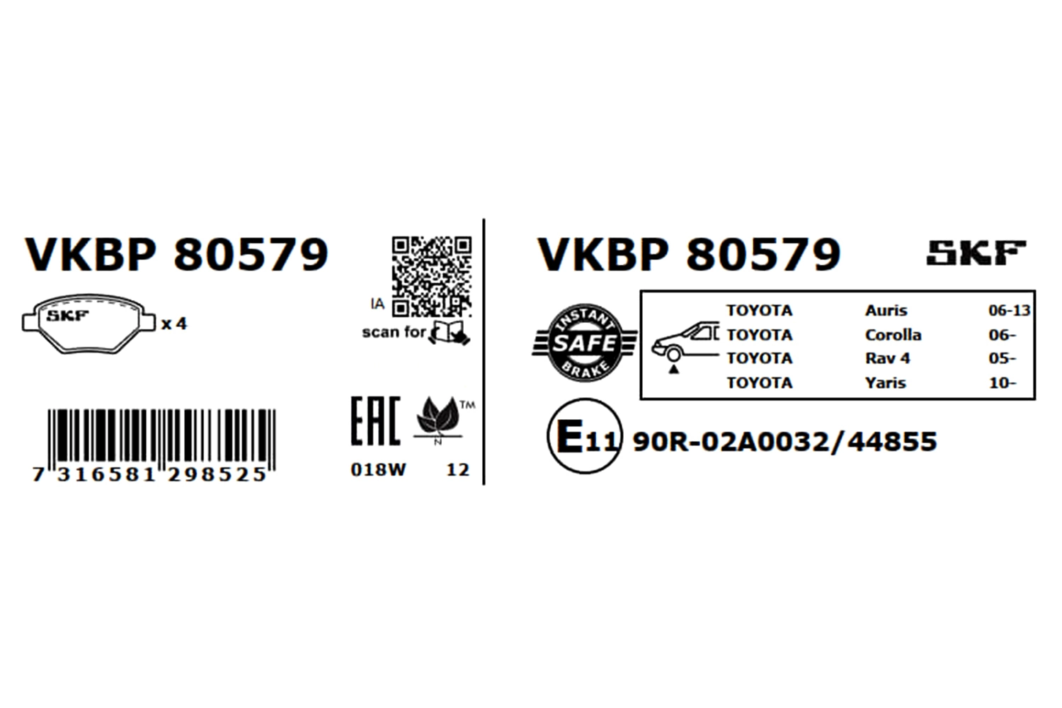 Brake Pad Set, disc brake VKBP 80579