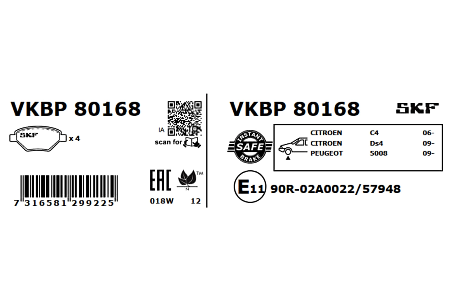 Brake Pad Set, disc brake VKBP 80168