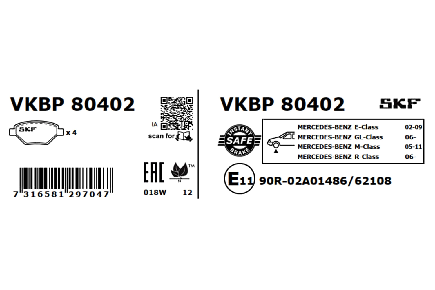 Brake Pad Set, disc brake VKBP 80402