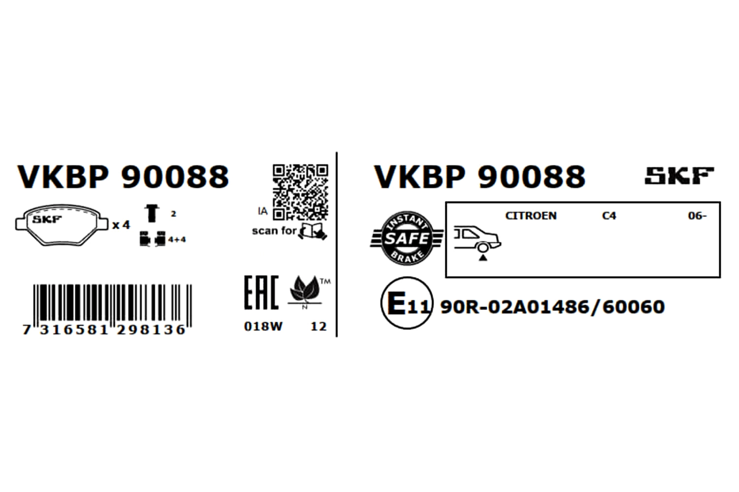 Brake Pad Set, disc brake VKBP 90088