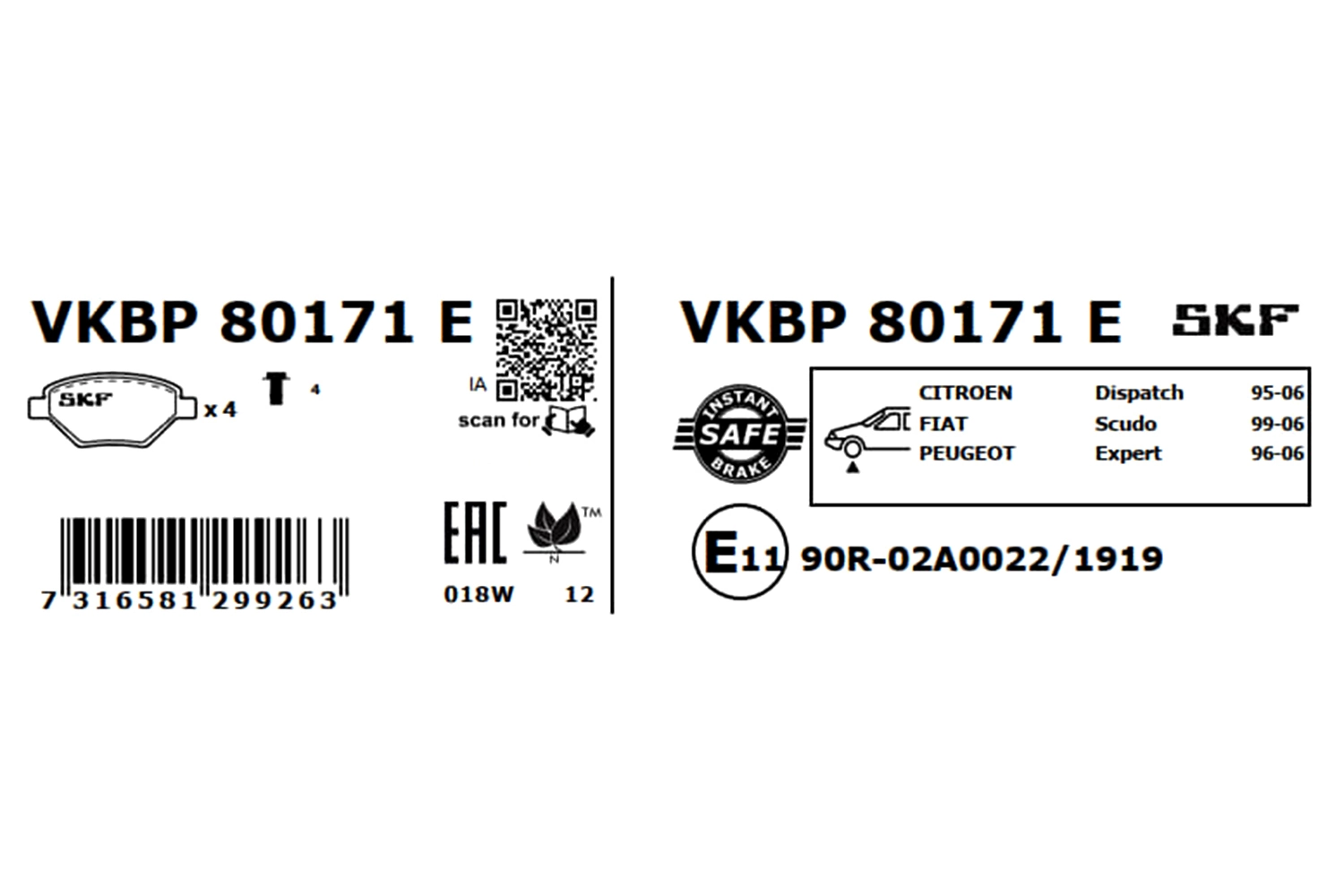 Brake Pad Set, disc brake VKBP 80171 E