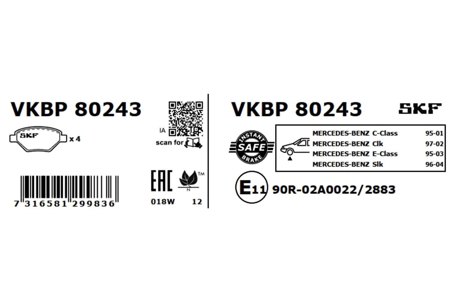 Brake Pad Set, disc brake VKBP 80243