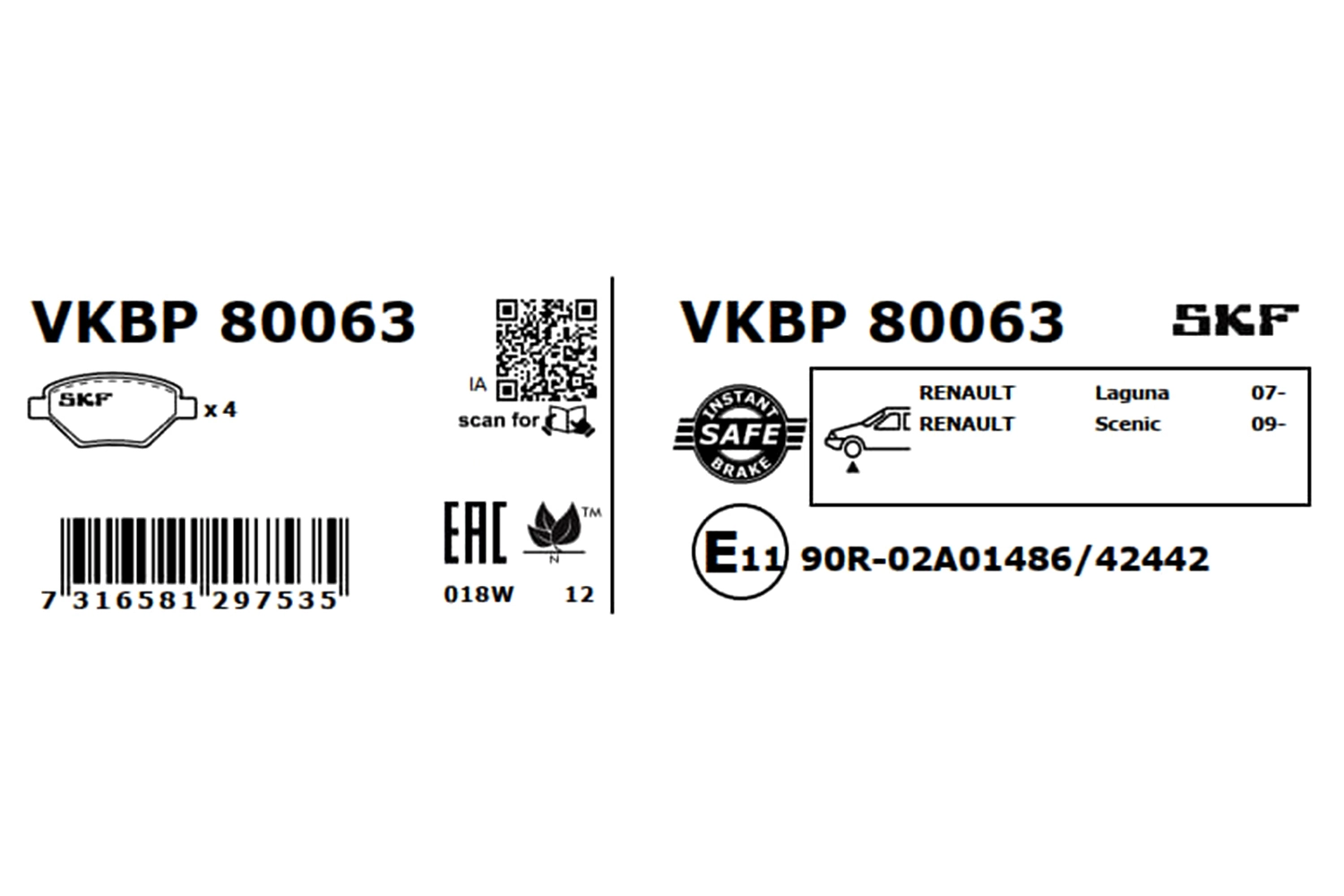 Brake Pad Set, disc brake VKBP 80063