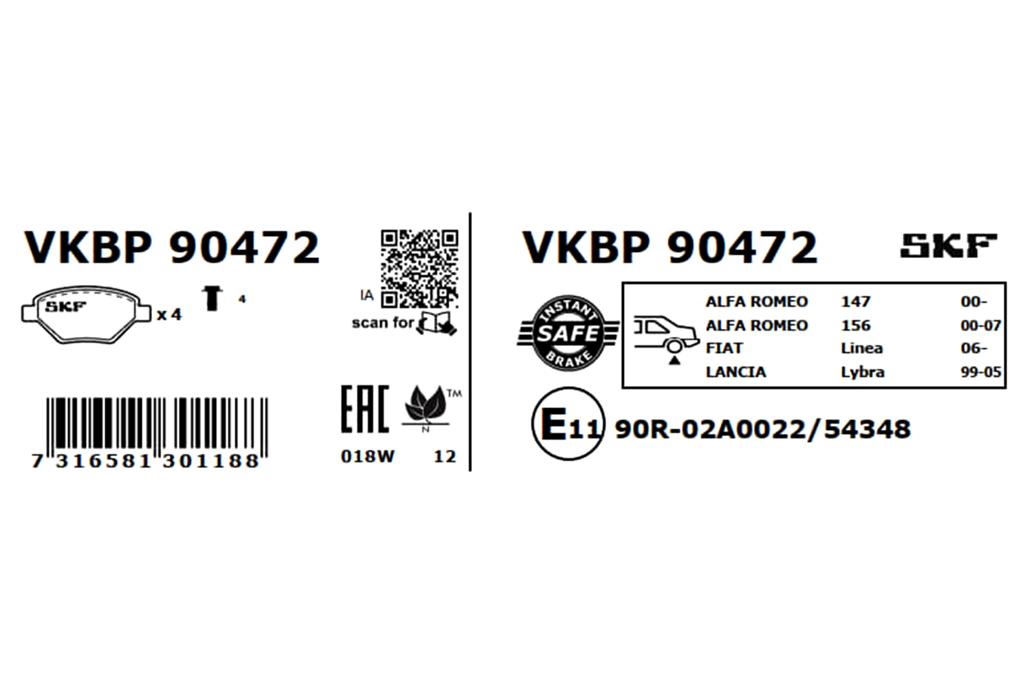 Brake Pad Set, disc brake VKBP 90472