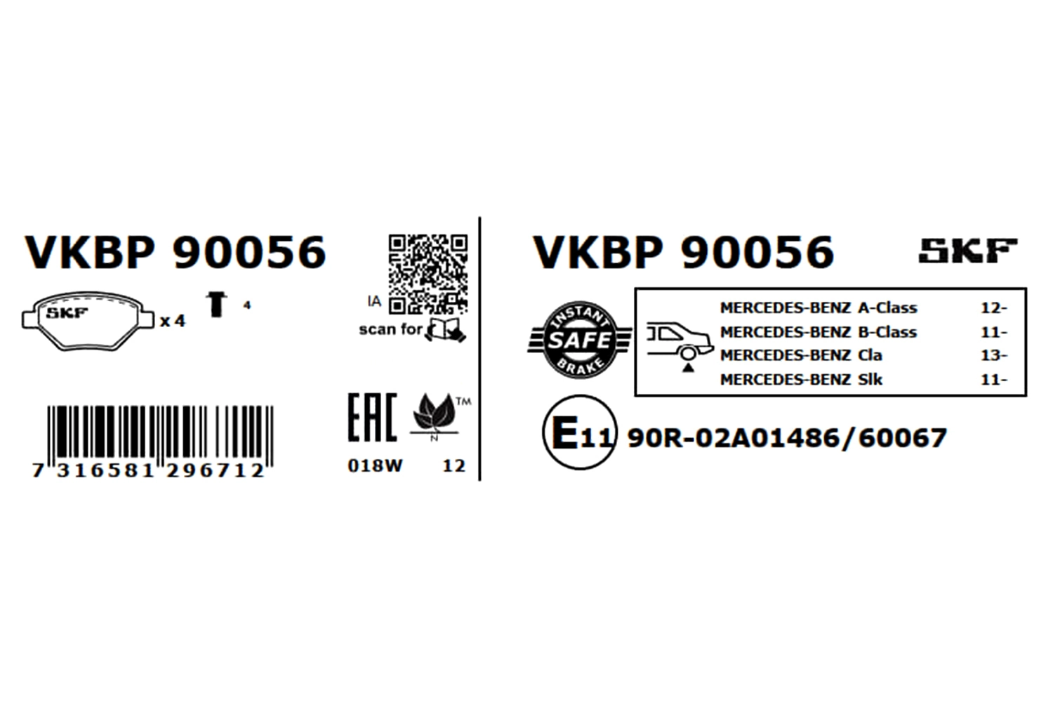 Brake Pad Set, disc brake VKBP 90056