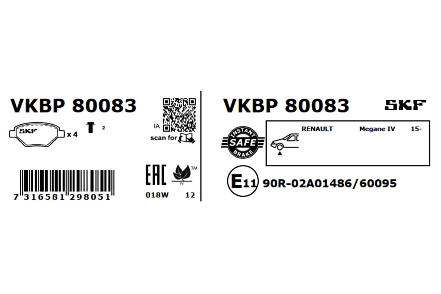 Brake Pad Set, disc brake VKBP 80083