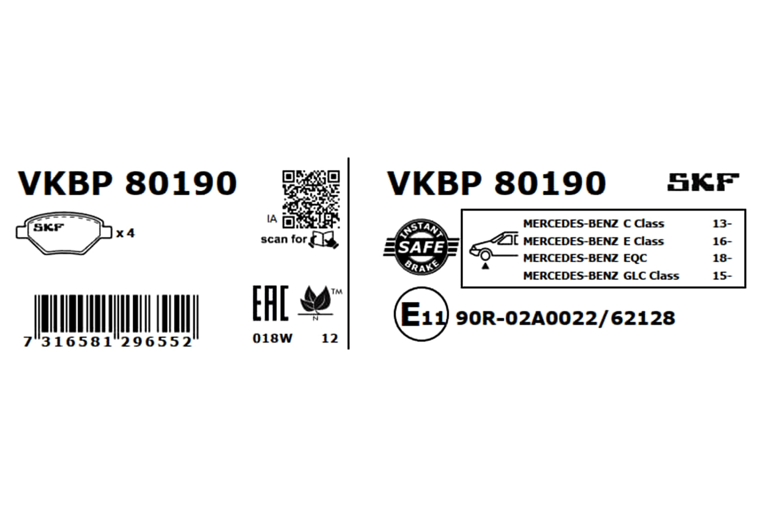 Brake Pad Set, disc brake VKBP 80190