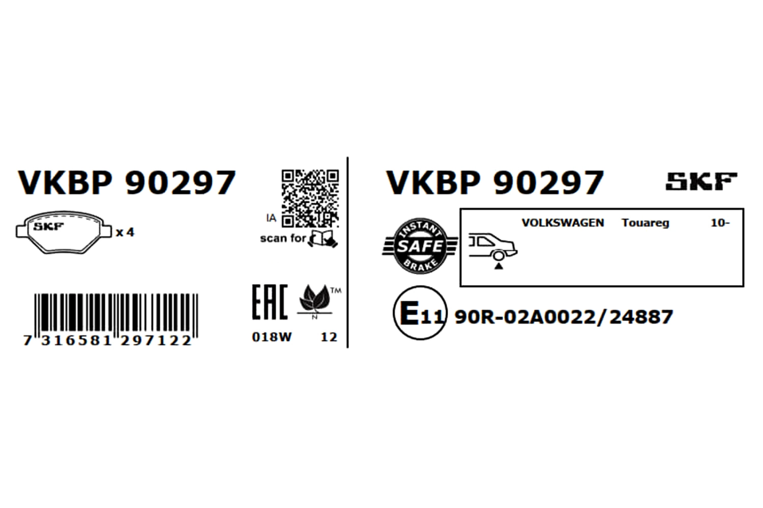 Brake Pad Set, disc brake VKBP 90297
