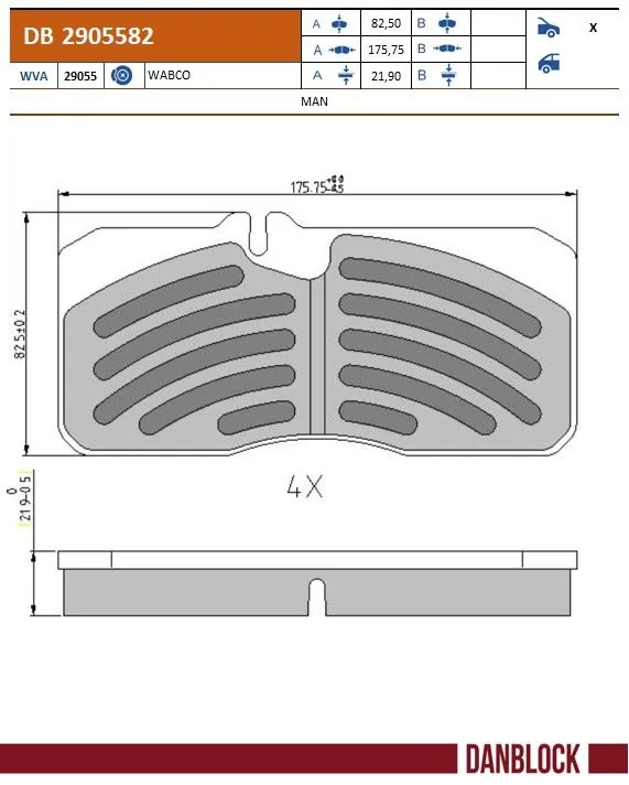 Brake Pad Set, disc brake DB 2905582