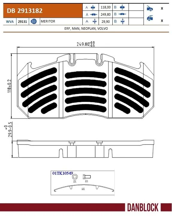 Brake Pad Set, disc brake DB 2913182
