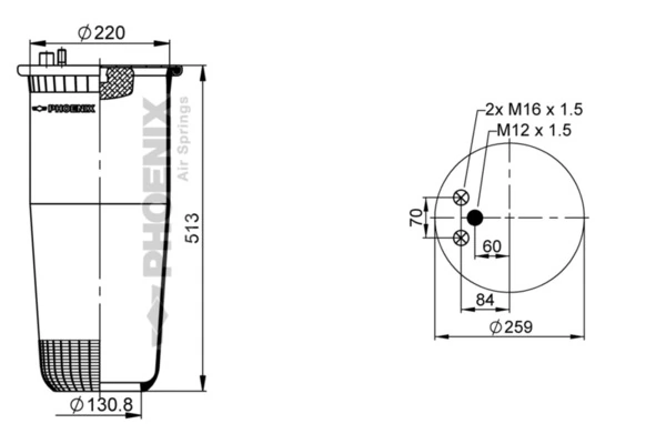 Bellow, air suspension Quality Range 1 DF 16-2 NP