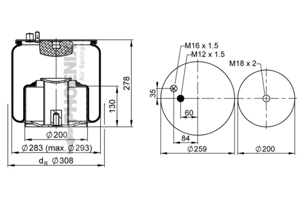 Bellow, air suspension Quality Range 1 DF 19 B-1