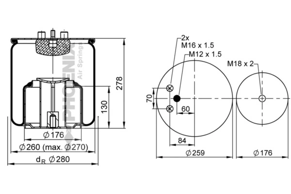 Bellow, air suspension Quality Range 1 DF 16-2