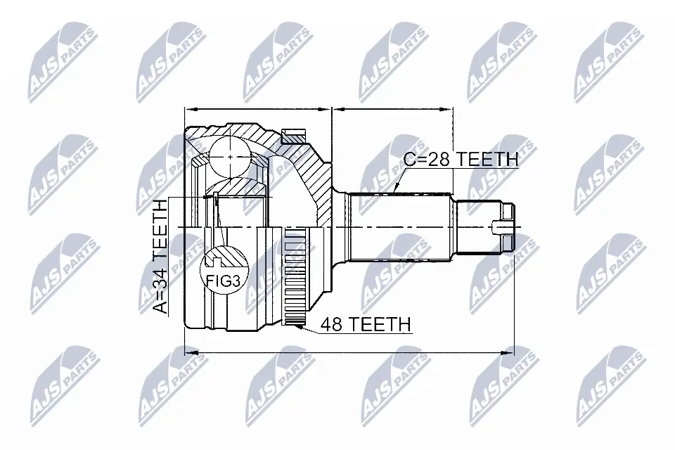 Jeu de joints, arbre de transmission NPZ-DW-028