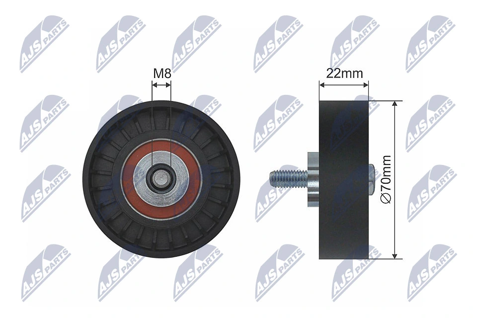 Deflection/Guide Pulley, V-ribbed belt RNK-FT-001