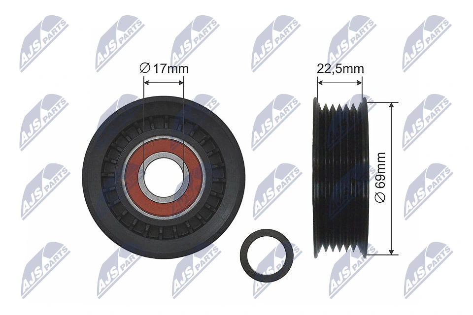 Deflection/Guide Pulley, V-ribbed belt RNK-PL-003