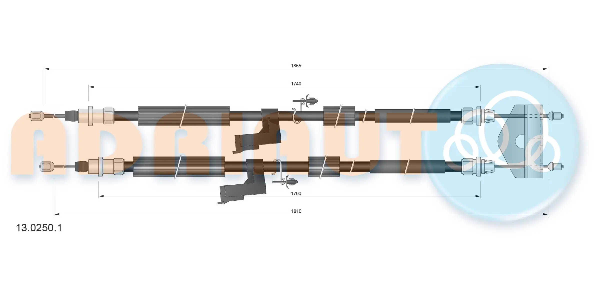 Cable Pull, parking brake 13.0250.1