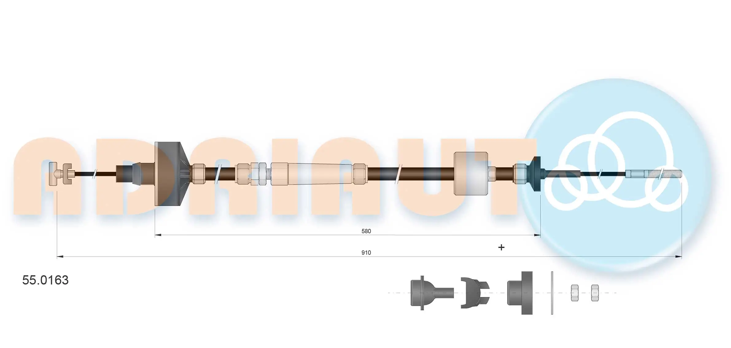 Cable Pull, clutch control 55.0163