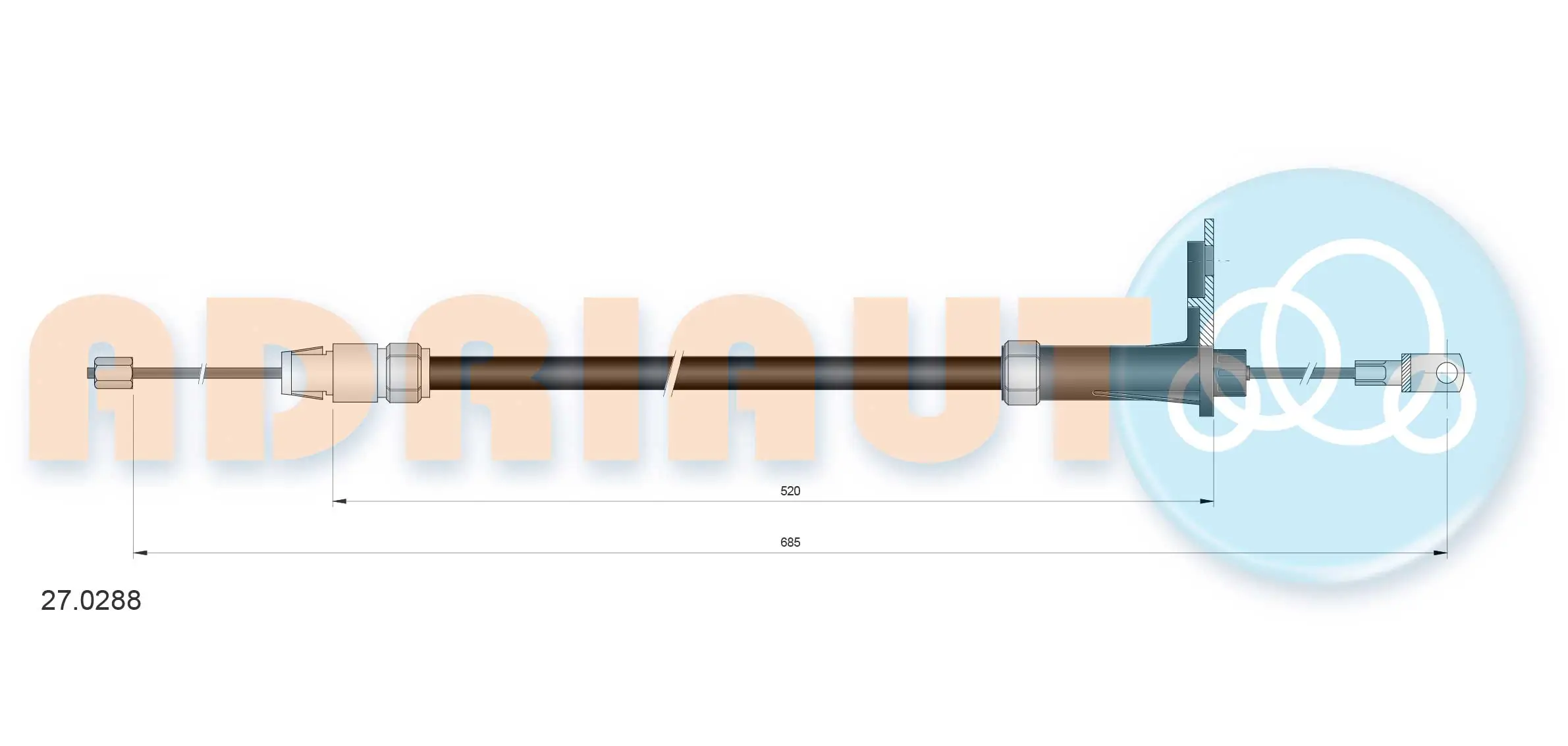 Cable Pull, parking brake 27.0288