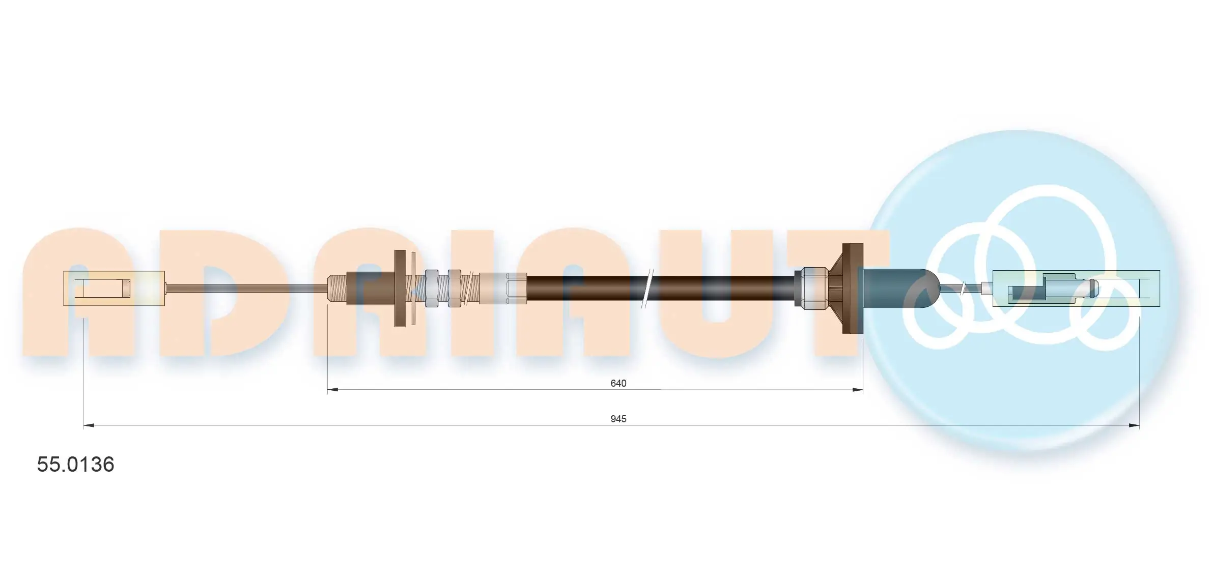 Cable Pull, clutch control 55.0136