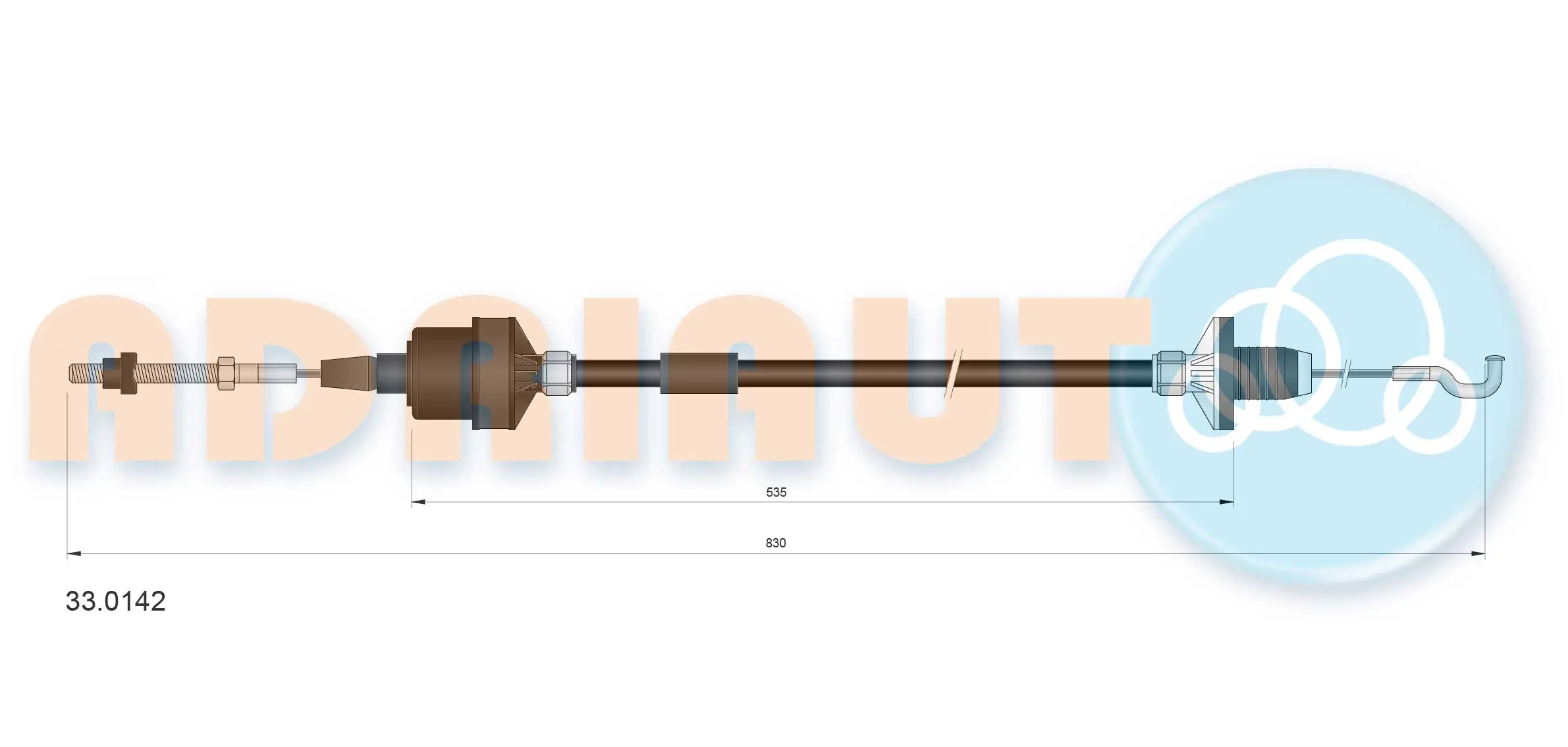 Cable Pull, clutch control 33.0142