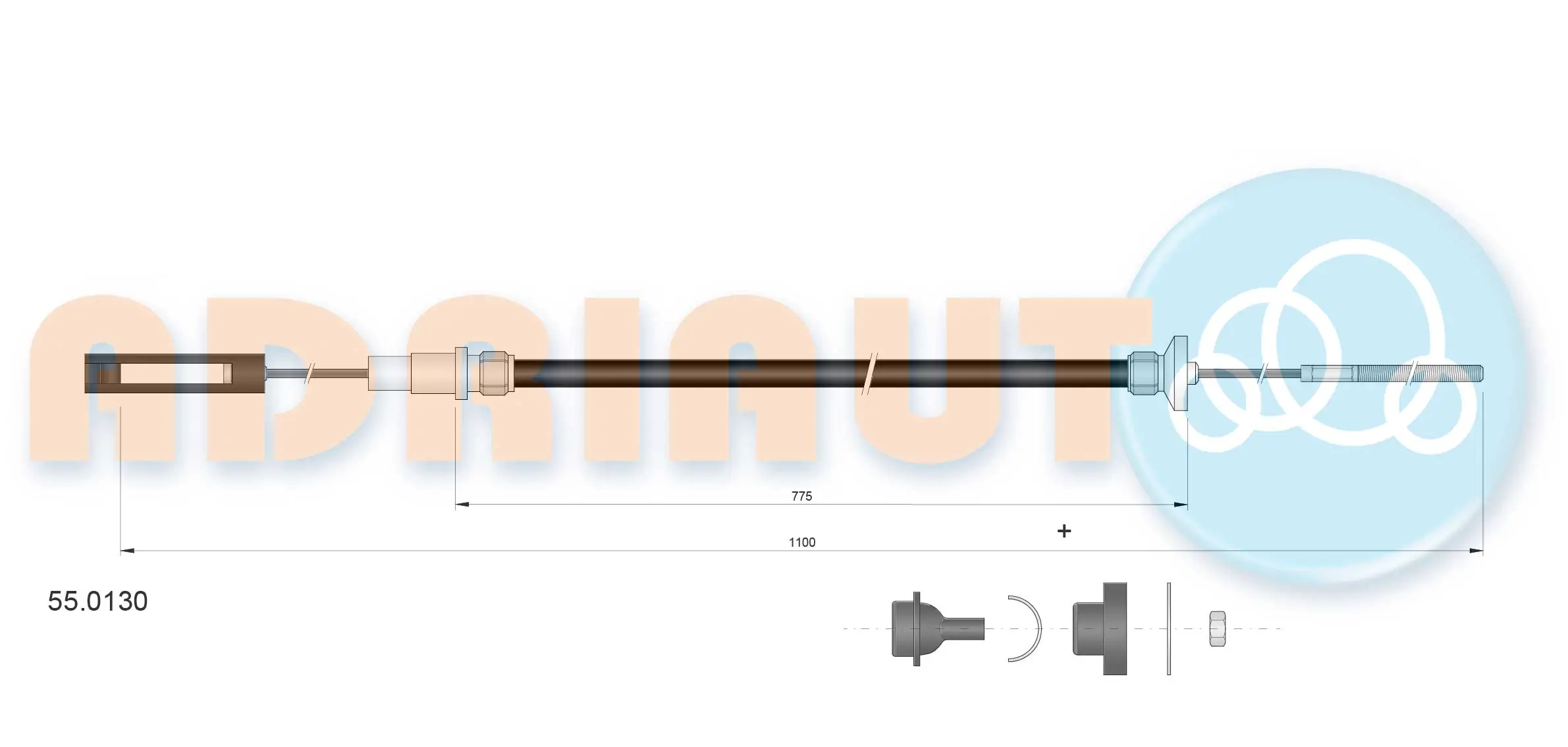 Cable Pull, clutch control 55.0130