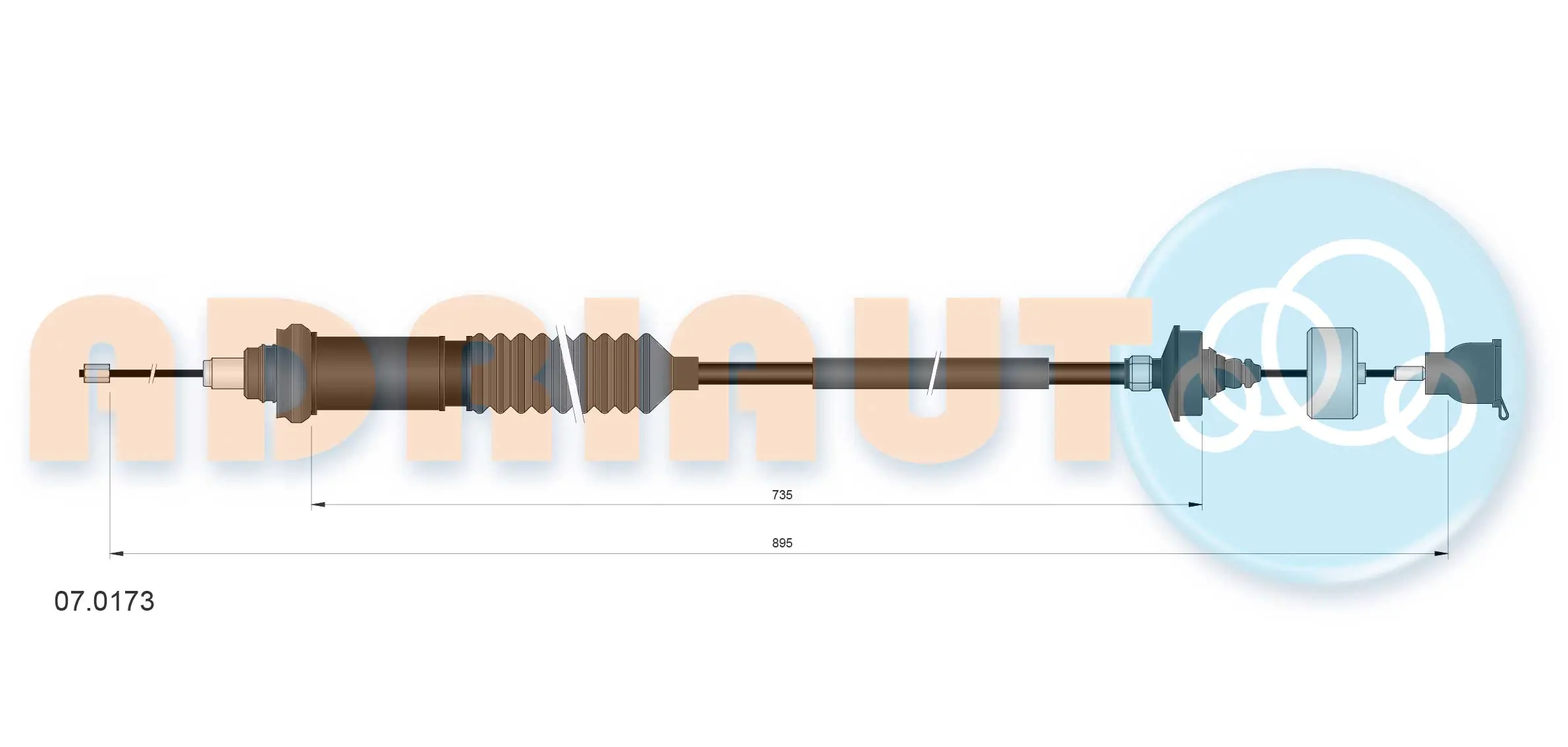 Cable Pull, clutch control 07.0173