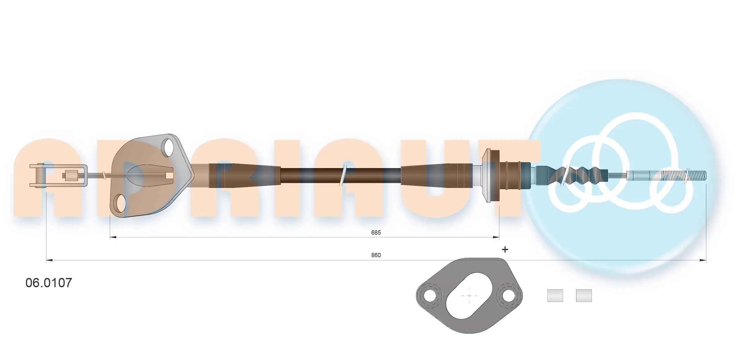 Cable Pull, clutch control 06.0107