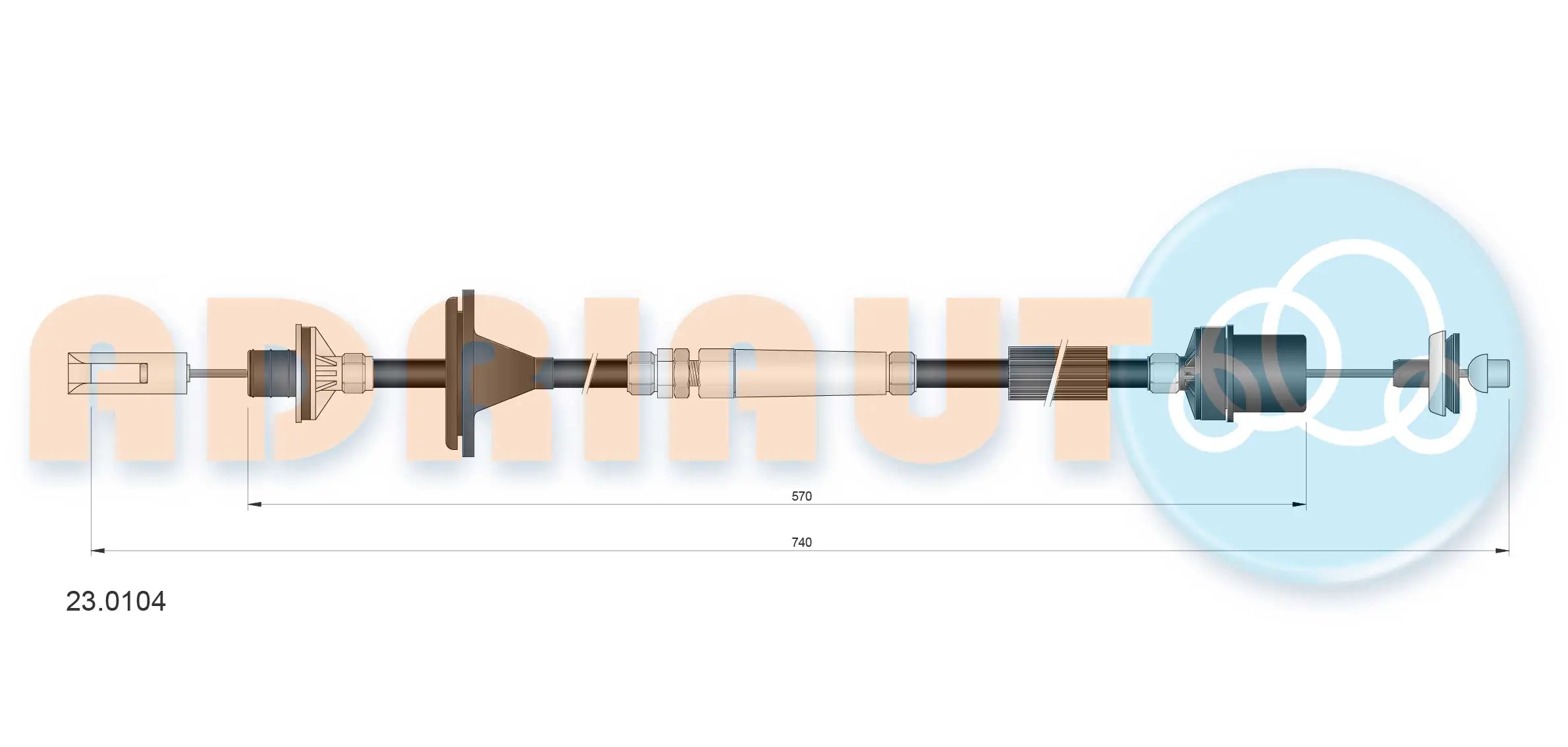 Cable Pull, clutch control 23.0104