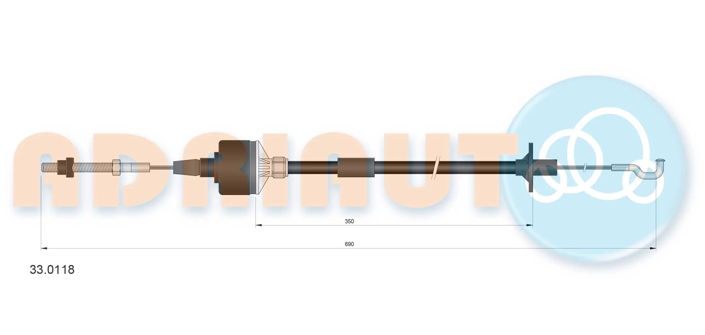 Cable Pull, clutch control 33.0118