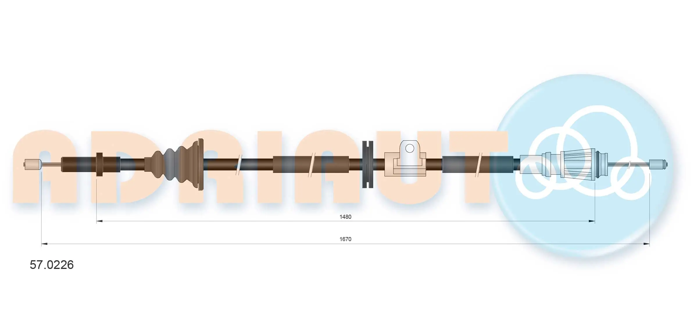 Cable Pull, parking brake 57.0226
