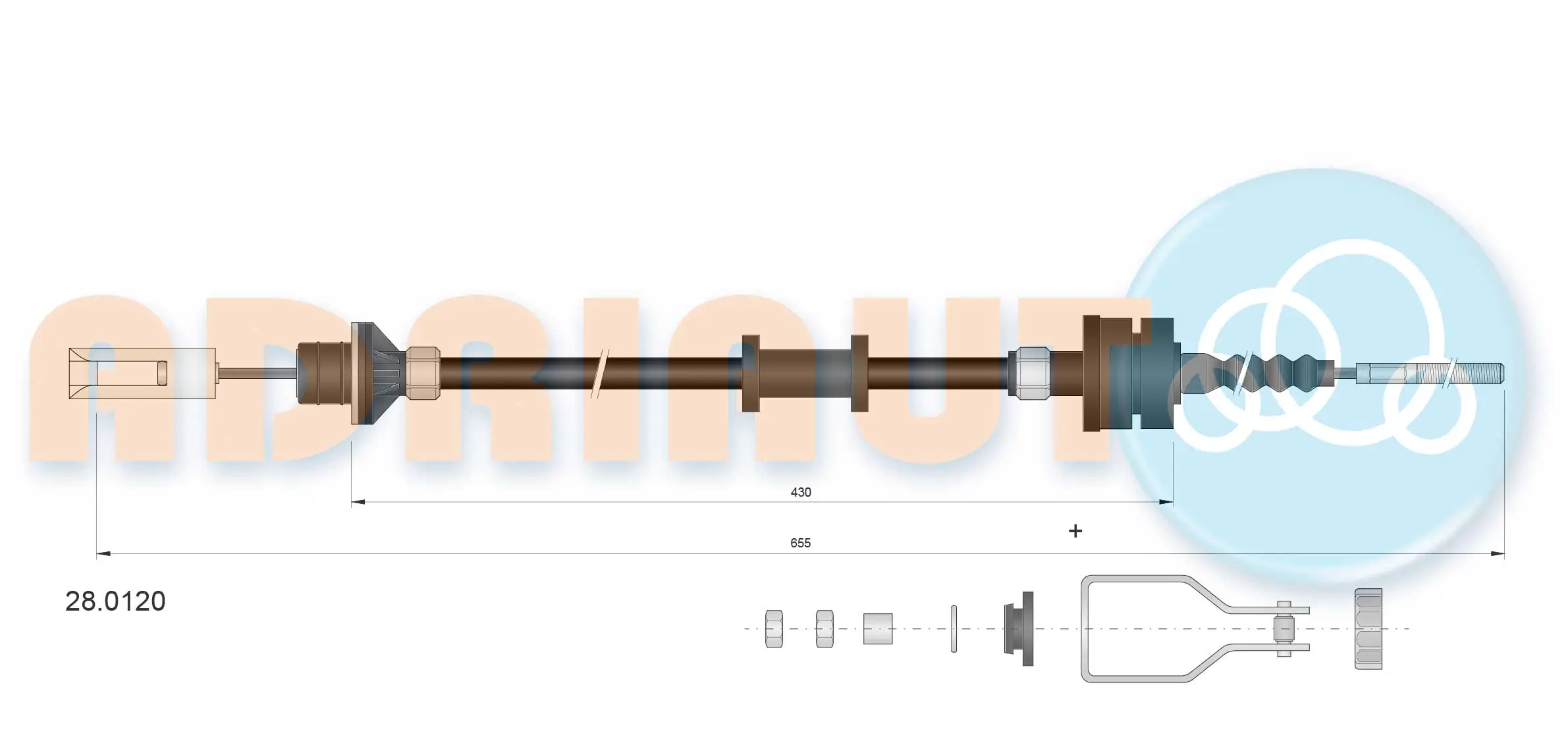 Cable Pull, clutch control 28.0120
