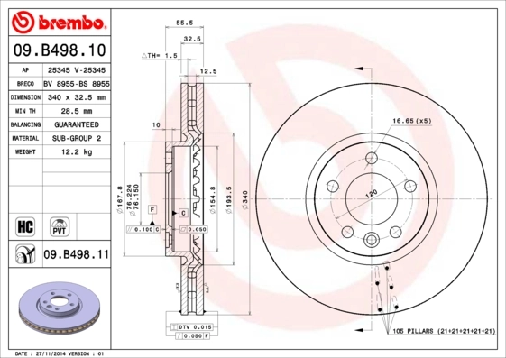 Brake Disc PRIME LINE - UV Coated 09.B498.11