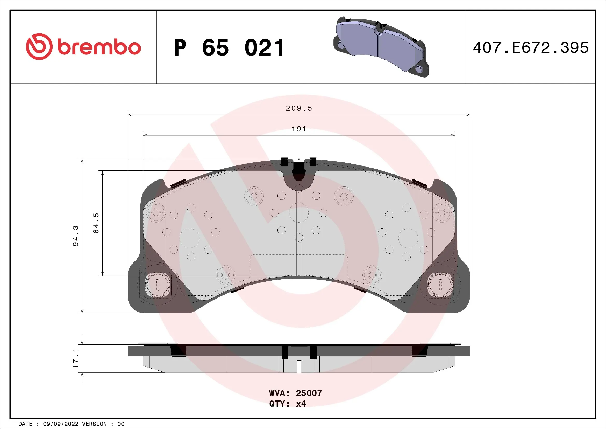 Brake Pad Set, disc brake PRIME LINE P 65 021