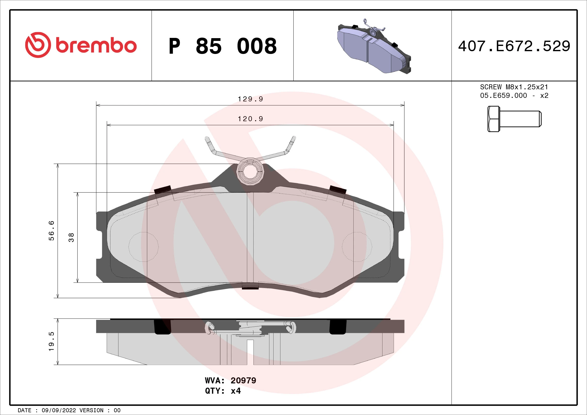 Brake Pad Set, disc brake PRIME LINE P 85 008