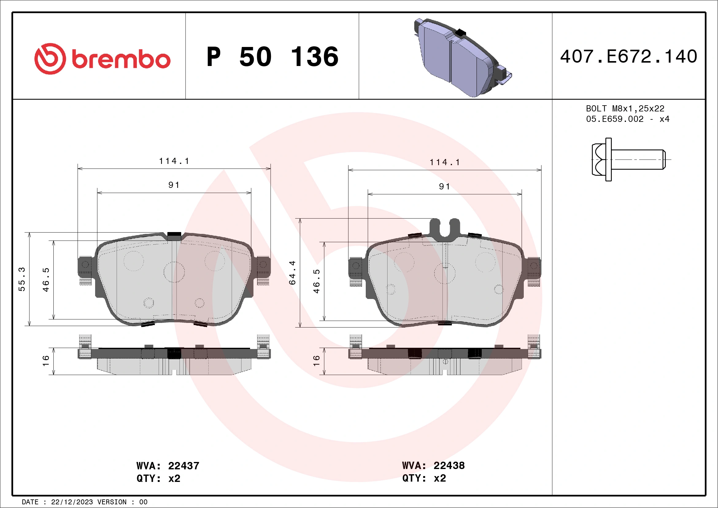 Brake Pad Set, disc brake PRIME LINE P 50 136
