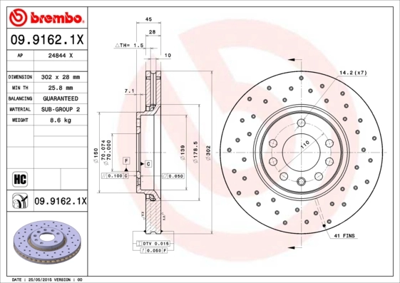 Brake Disc XTRA LINE - Xtra 09.9162.1X