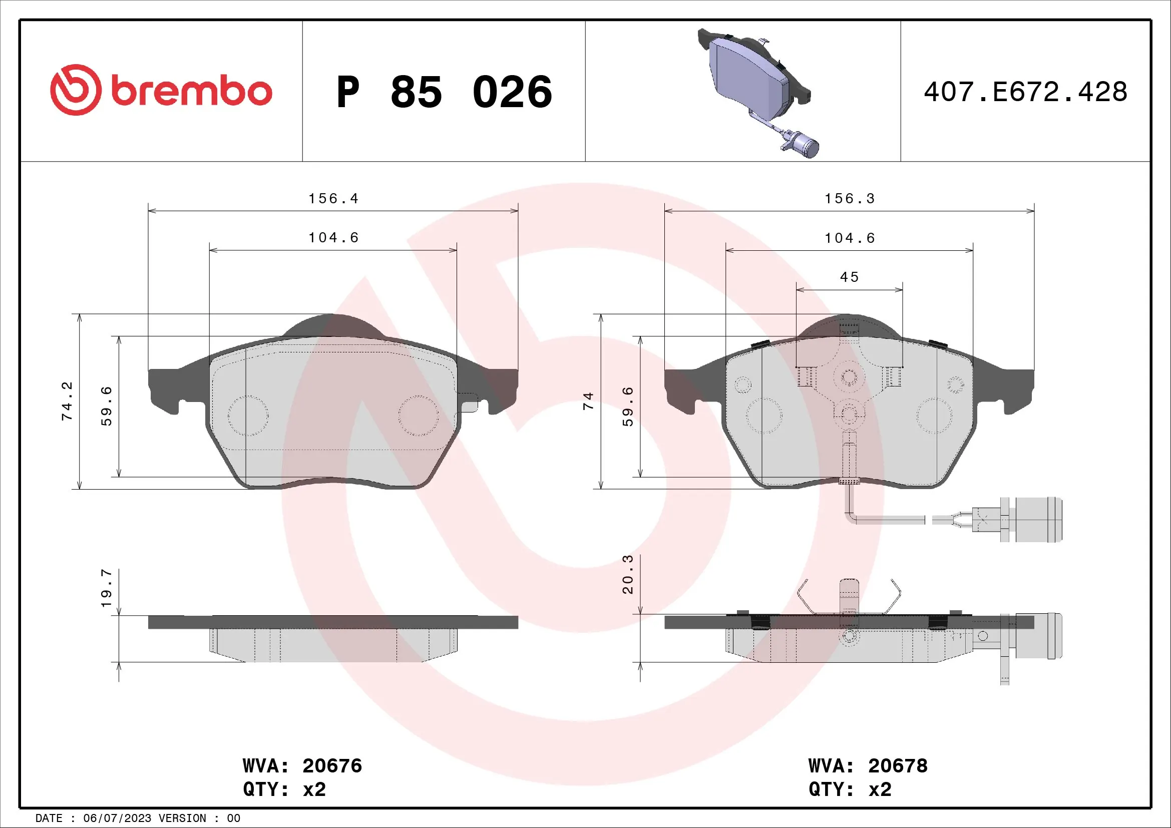 Brake Pad Set, disc brake PRIME LINE P 85 026