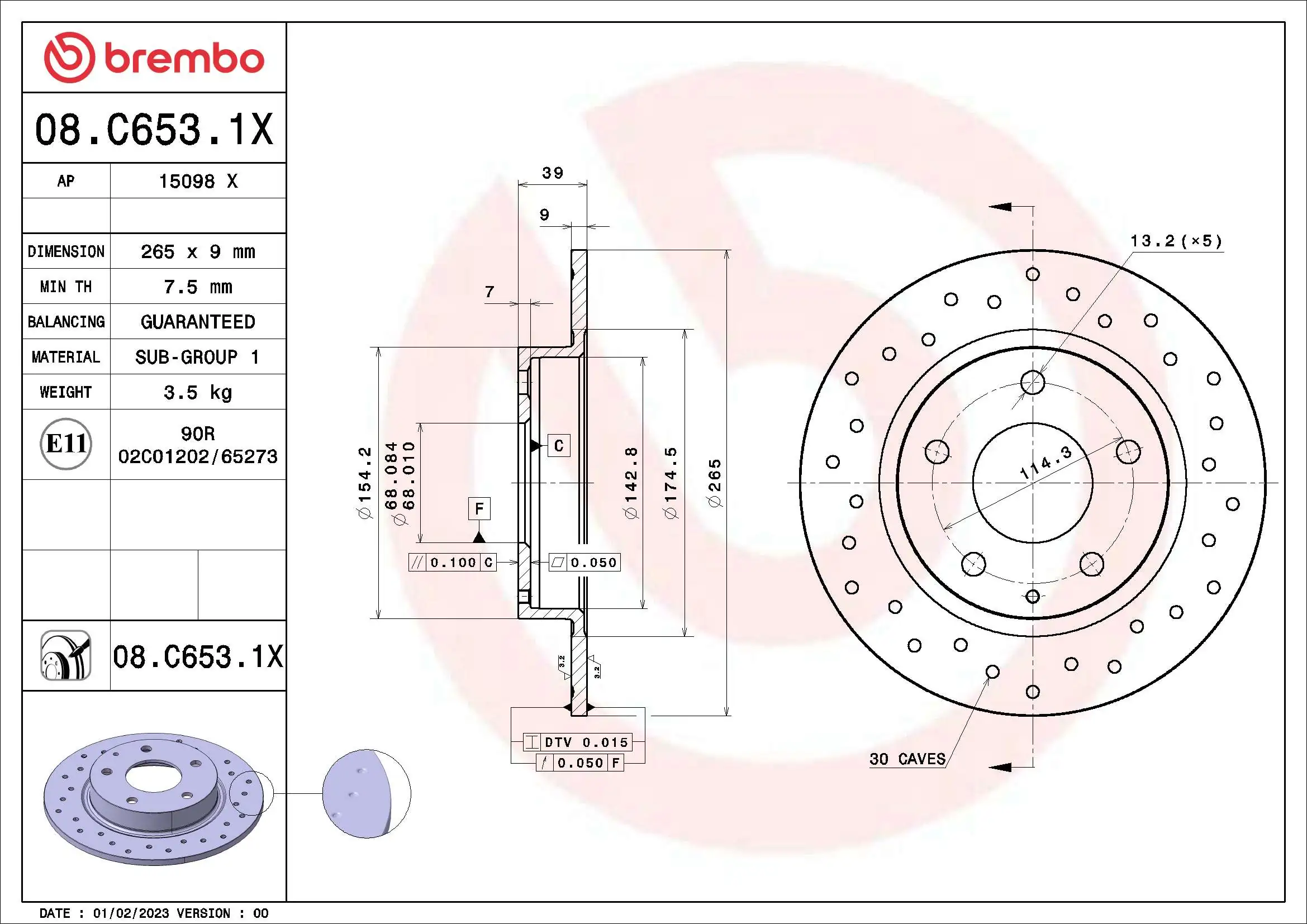 Brake Disc XTRA LINE - Xtra 08.C653.1X