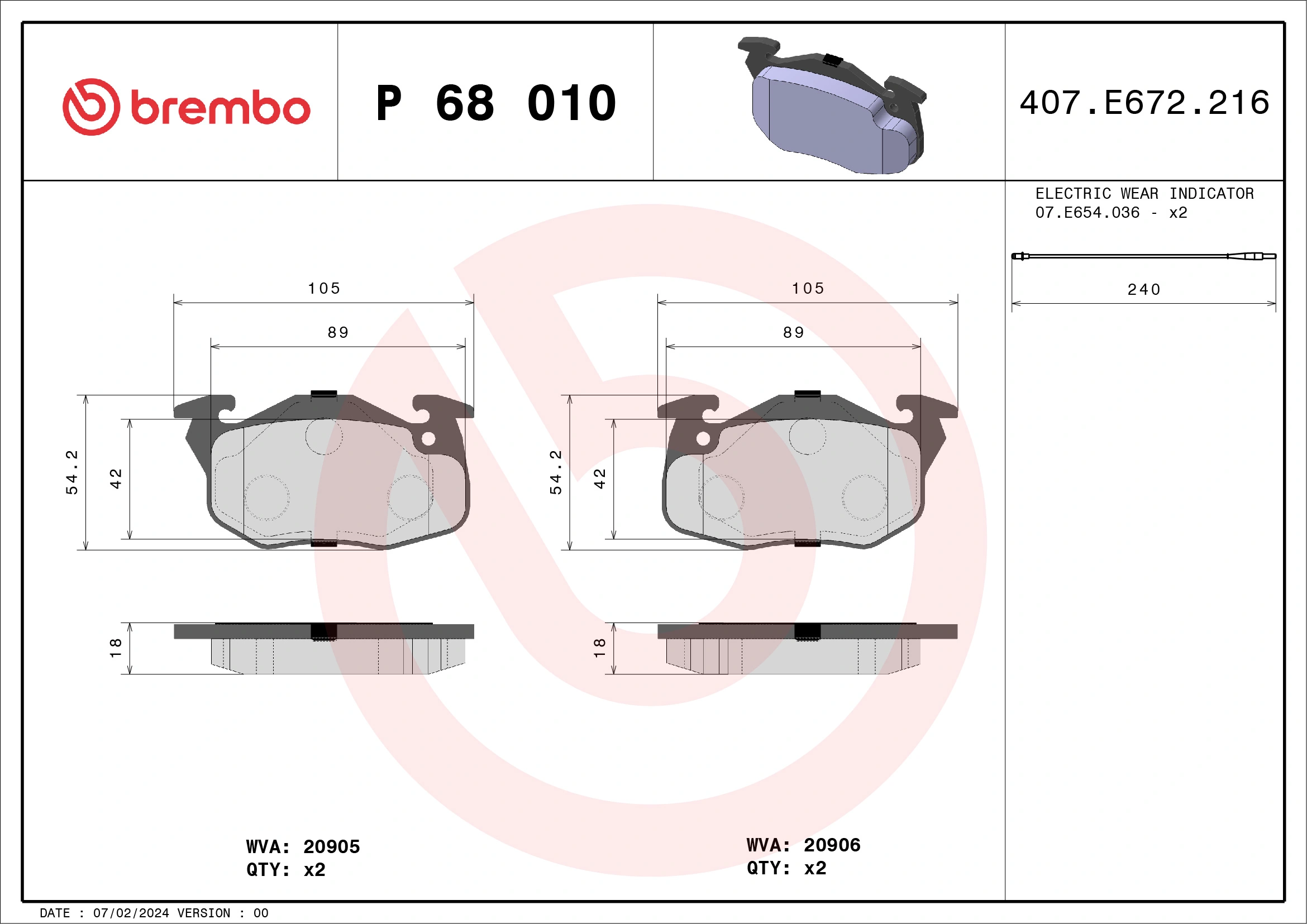 Brake Pad Set, disc brake PRIME LINE P 68 010