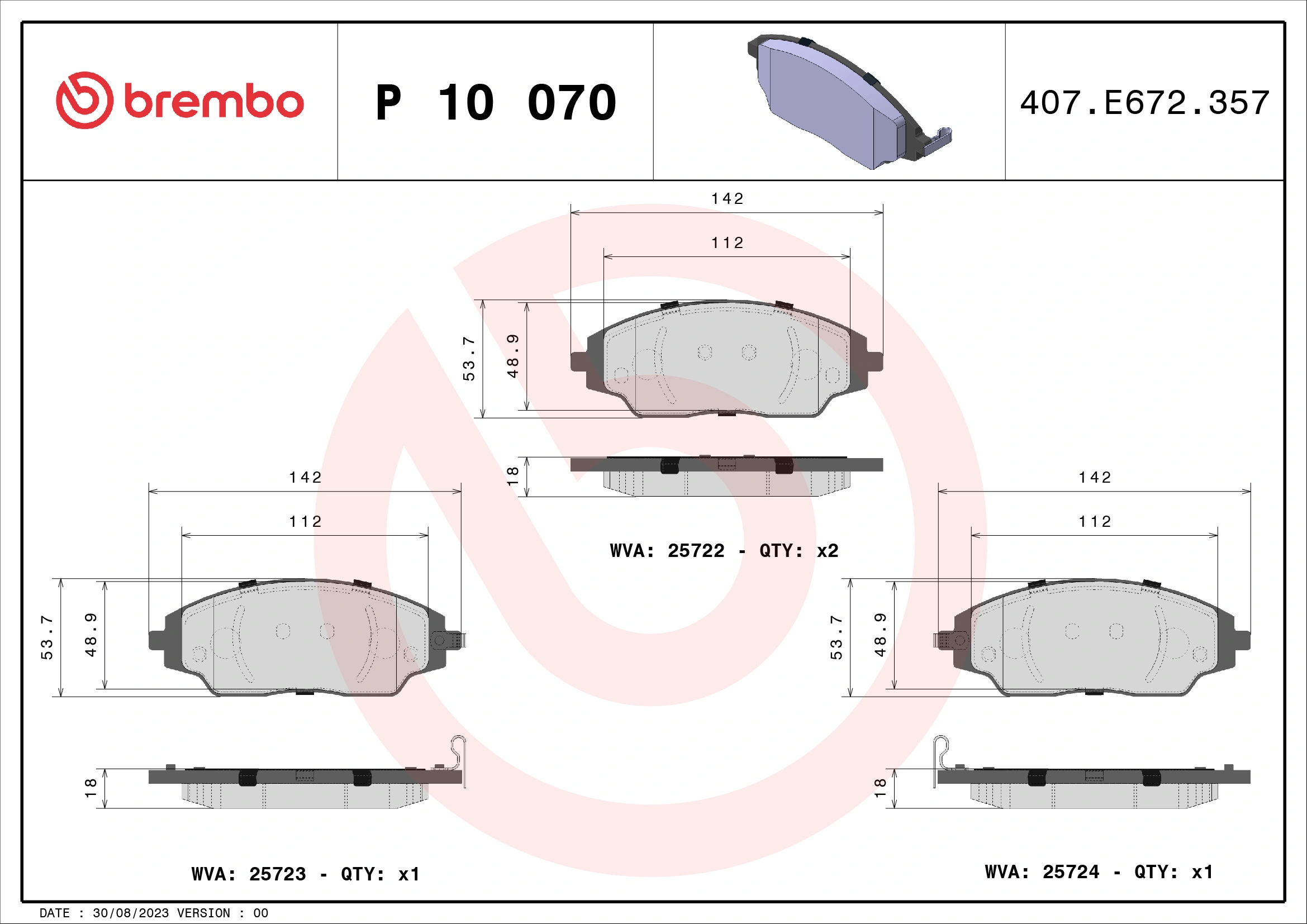 Brake Pad Set, disc brake PRIME LINE P 10 070