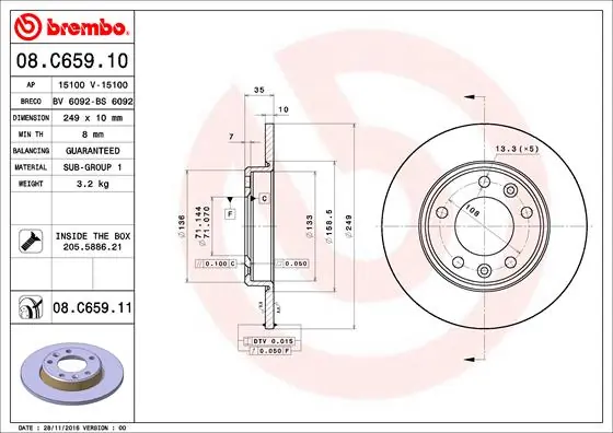 Brake Disc PRIME LINE - UV Coated 08.C659.11