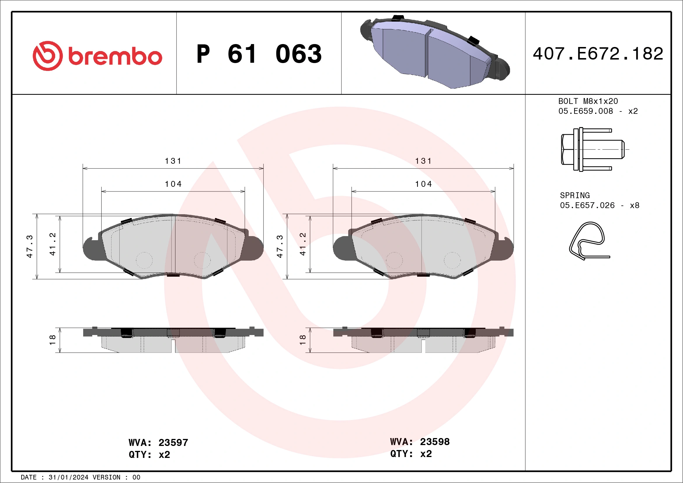 Brake Pad Set, disc brake PRIME LINE P 61 063