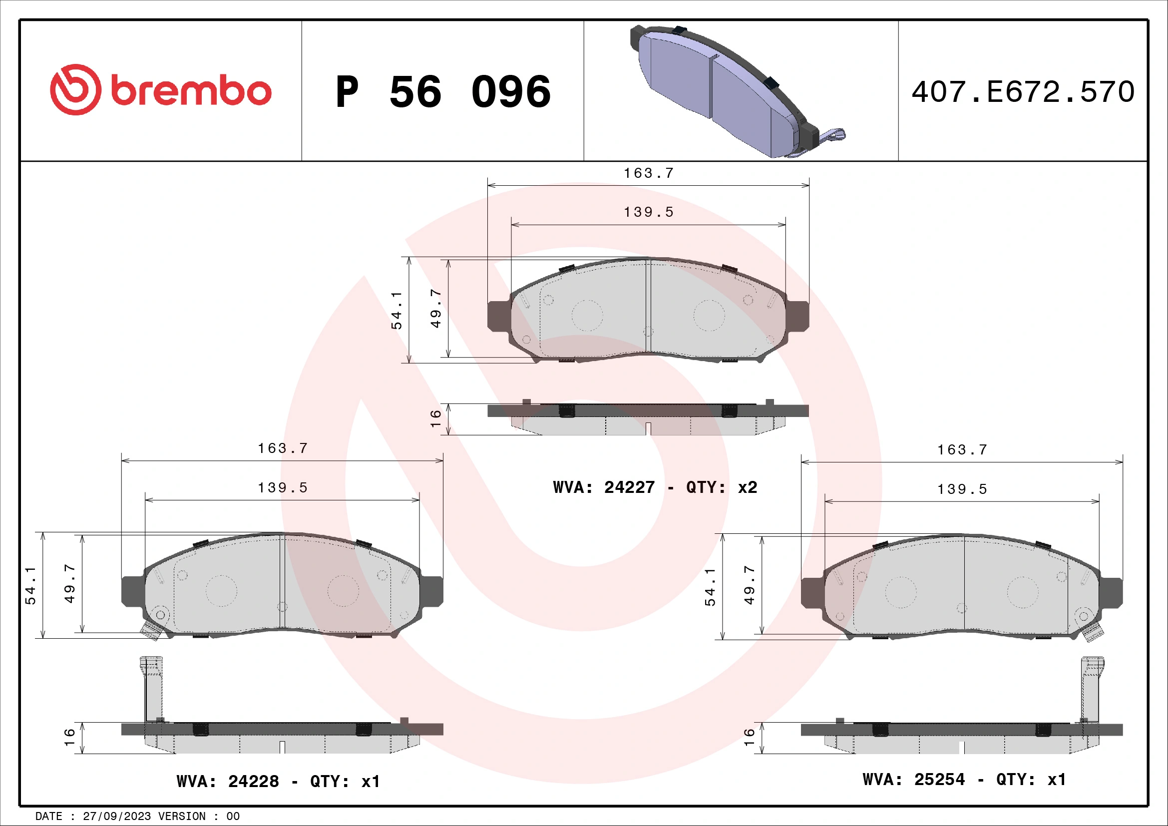 Brake Pad Set, disc brake PRIME LINE P 56 096